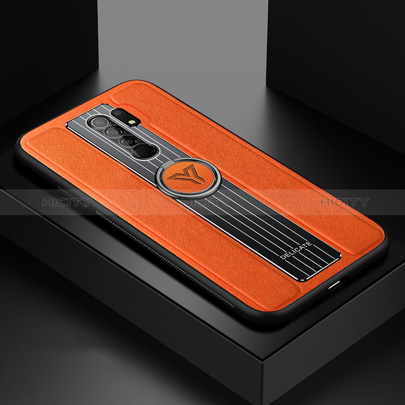 Custodia Silicone Morbida In Pelle Cover con Magnetico FL1 per Xiaomi Redmi 9 Arancione