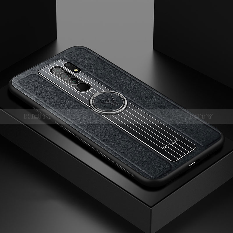 Custodia Silicone Morbida In Pelle Cover con Magnetico FL1 per Xiaomi Redmi 9 Prime India Nero