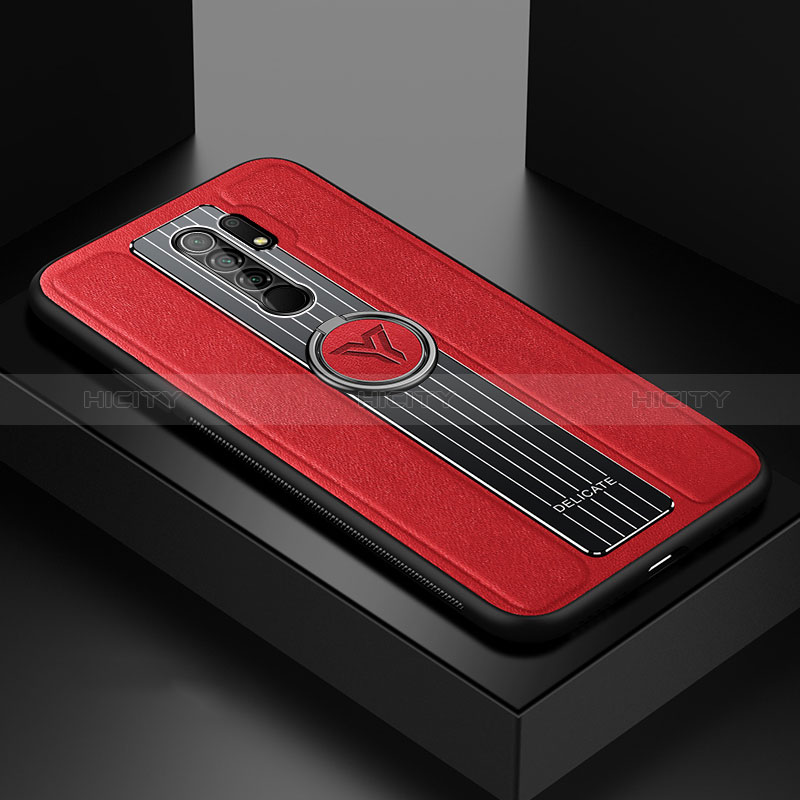 Custodia Silicone Morbida In Pelle Cover con Magnetico FL1 per Xiaomi Redmi 9 Rosso