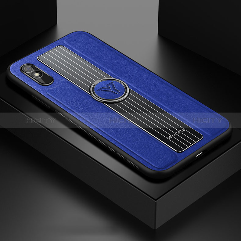 Custodia Silicone Morbida In Pelle Cover con Magnetico FL1 per Xiaomi Redmi 9A Blu