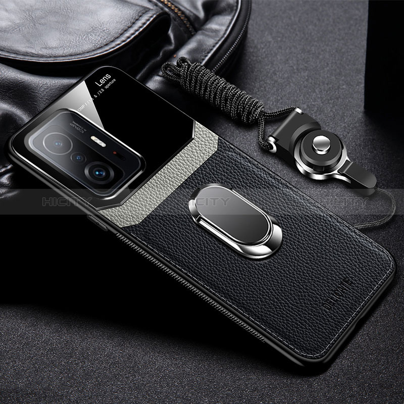 Custodia Silicone Morbida In Pelle Cover con Magnetico FL2 per Xiaomi Mi 11T 5G Nero