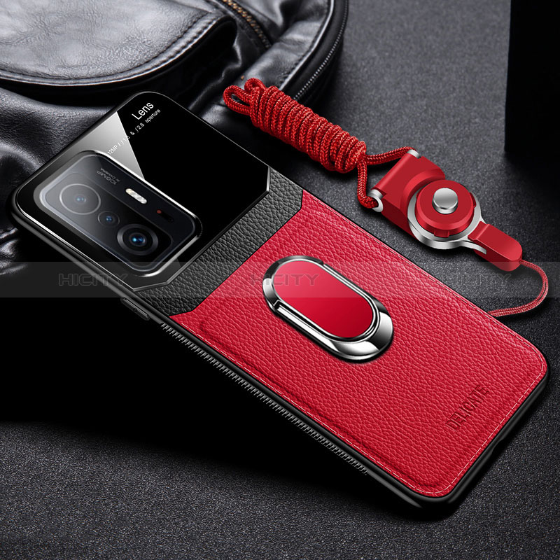 Custodia Silicone Morbida In Pelle Cover con Magnetico FL2 per Xiaomi Mi 11T 5G Rosso