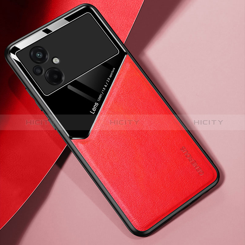 Custodia Silicone Morbida In Pelle Cover con Magnetico per Xiaomi Poco M5 4G Rosso