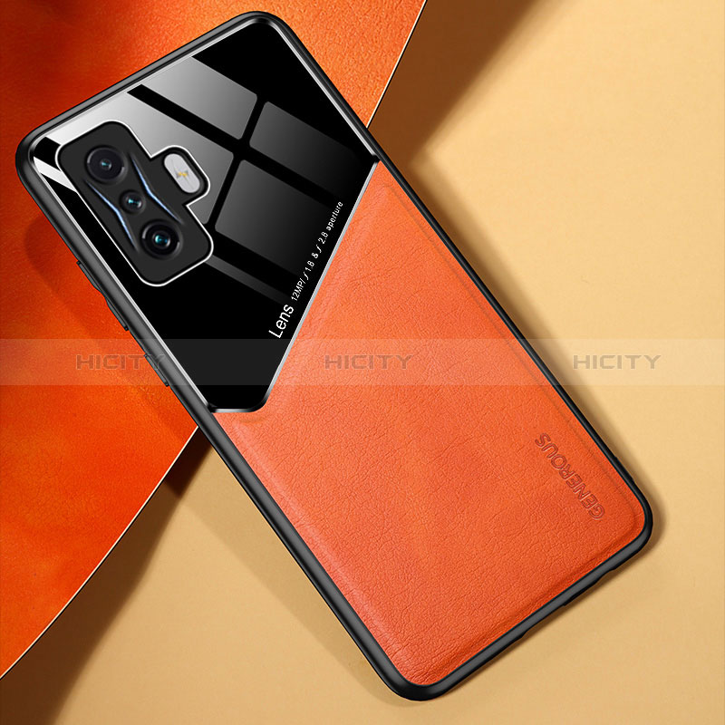 Custodia Silicone Morbida In Pelle Cover con Magnetico per Xiaomi Redmi K50 Gaming 5G Arancione