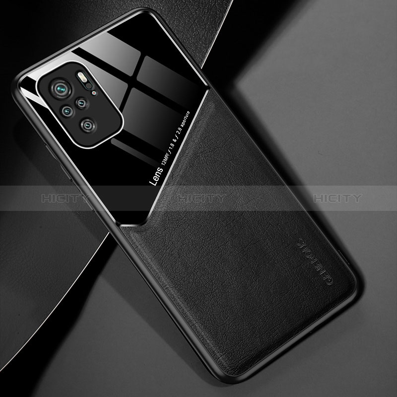 Custodia Silicone Morbida In Pelle Cover con Magnetico per Xiaomi Redmi Note 10 4G Nero