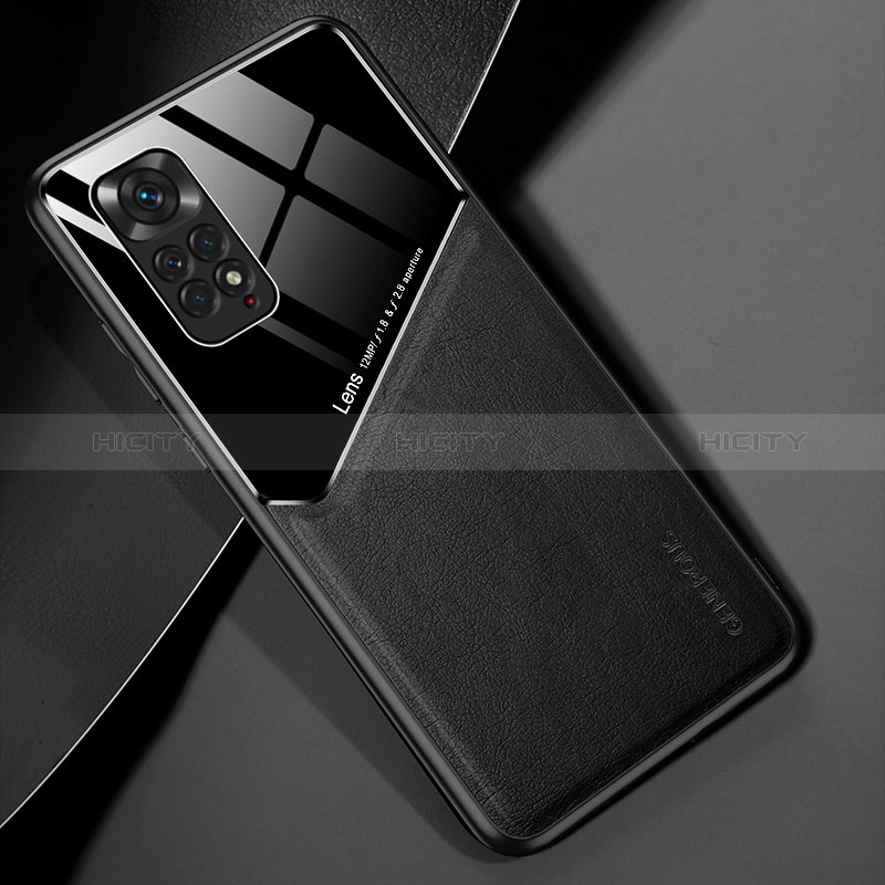Custodia Silicone Morbida In Pelle Cover con Magnetico per Xiaomi Redmi Note 11 4G (2022) Nero