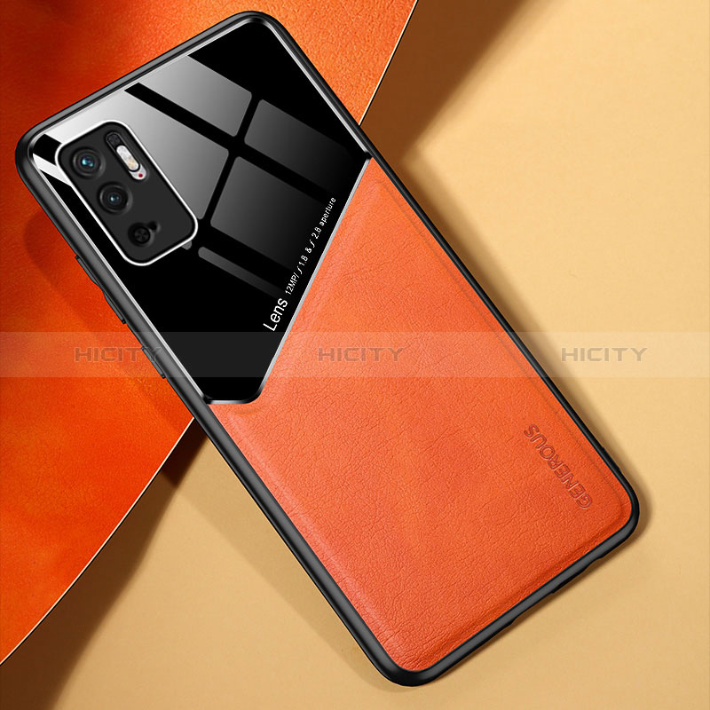 Custodia Silicone Morbida In Pelle Cover con Magnetico per Xiaomi Redmi Note 11 SE 5G Arancione