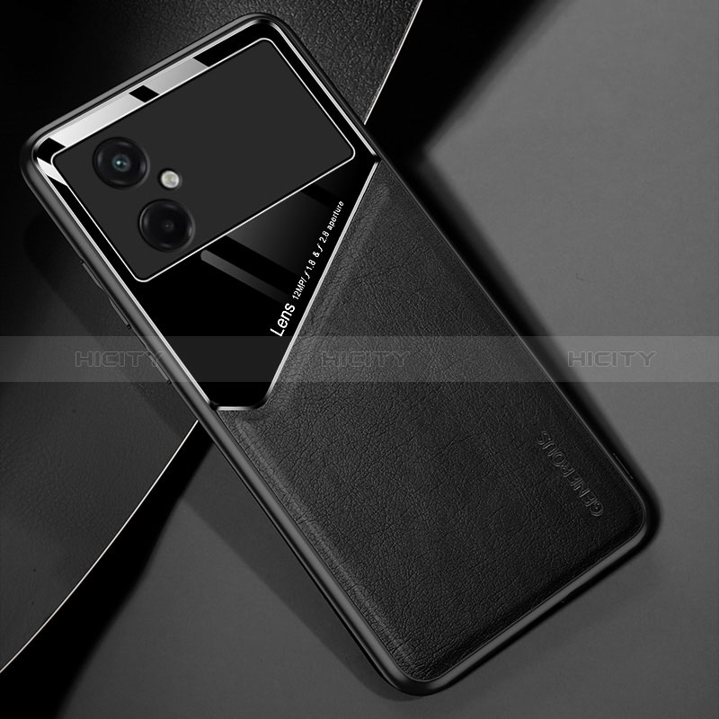Custodia Silicone Morbida In Pelle Cover con Magnetico per Xiaomi Redmi Note 11R 5G Nero