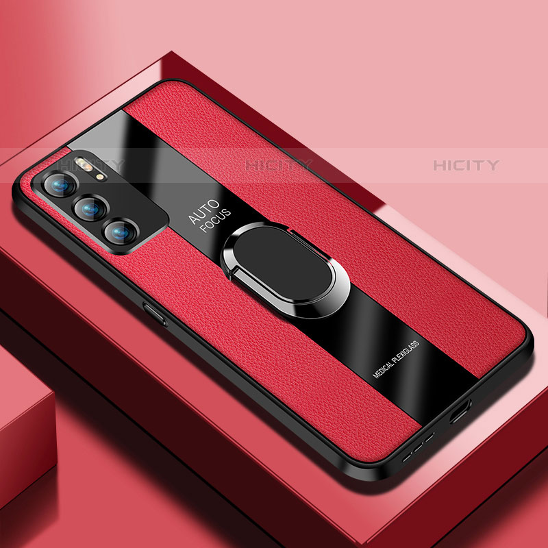 Custodia Silicone Morbida In Pelle Cover con Magnetico S01 per Oppo Reno6 Pro 5G India Rosso