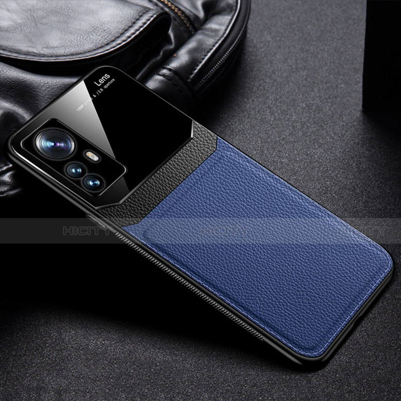Custodia Silicone Morbida In Pelle Cover con Magnetico S01 per Xiaomi Mi 12 5G Blu