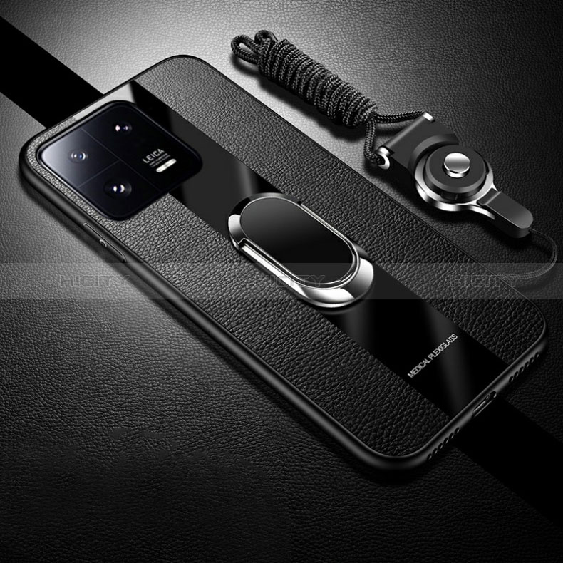 Custodia Silicone Morbida In Pelle Cover con Magnetico S01 per Xiaomi Mi 13 Pro 5G Nero