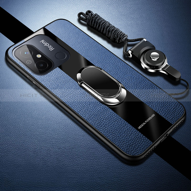 Custodia Silicone Morbida In Pelle Cover con Magnetico S01 per Xiaomi Redmi 11A 4G Blu