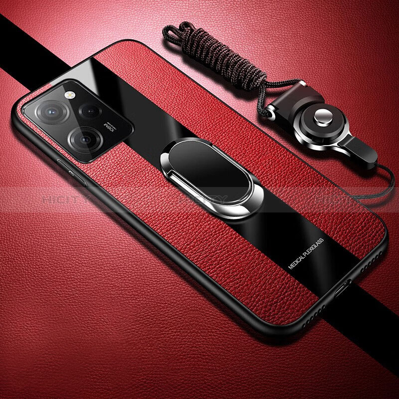 Custodia Silicone Morbida In Pelle Cover con Magnetico S01 per Xiaomi Redmi Note 12 Pro Speed 5G Rosso