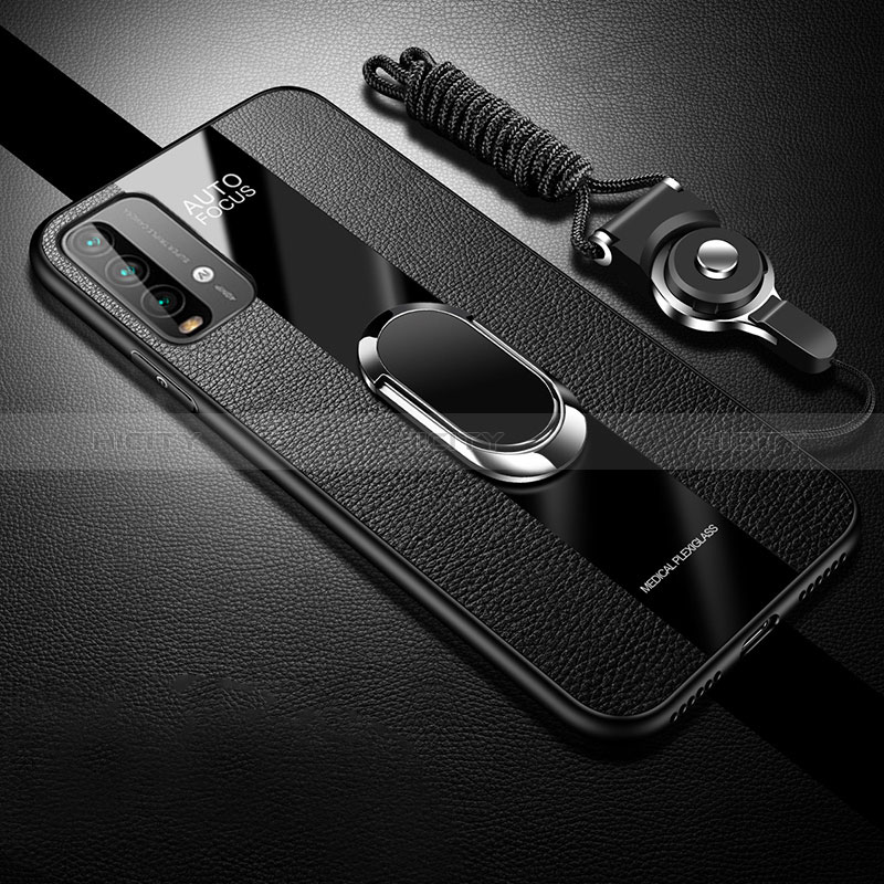 Custodia Silicone Morbida In Pelle Cover con Magnetico S01 per Xiaomi Redmi Note 9 4G