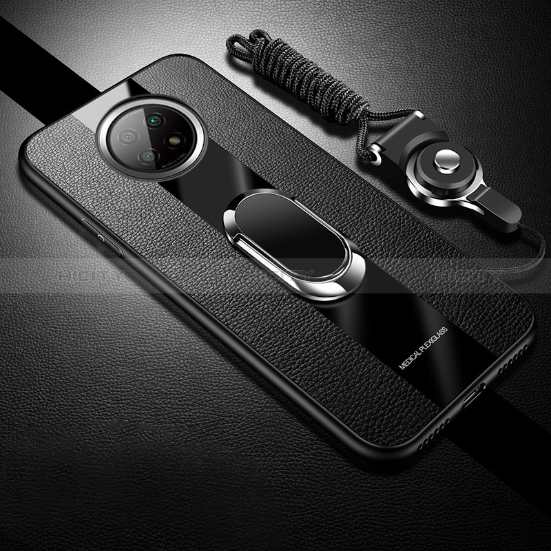 Custodia Silicone Morbida In Pelle Cover con Magnetico S01 per Xiaomi Redmi Note 9T 5G Nero