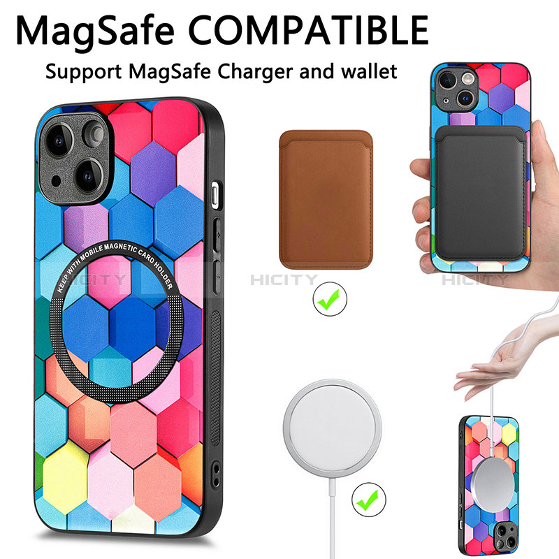 Custodia Silicone Morbida In Pelle Cover con Magnetico S01D per Apple iPhone 14 Plus