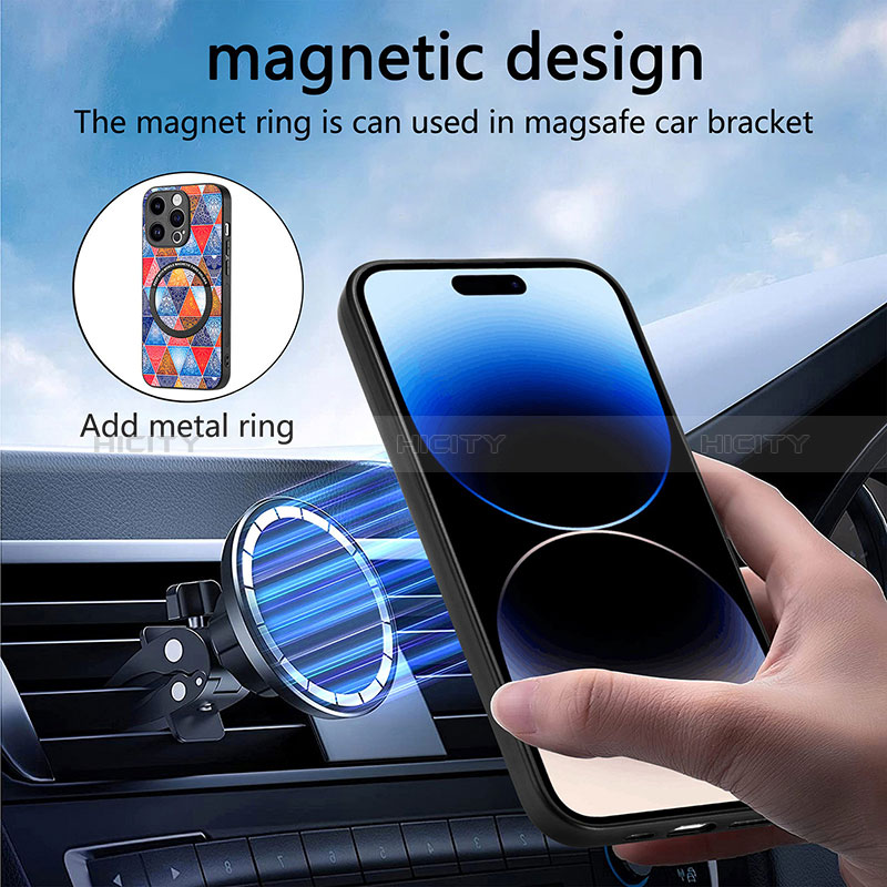 Custodia Silicone Morbida In Pelle Cover con Magnetico S01D per Apple iPhone 14 Pro