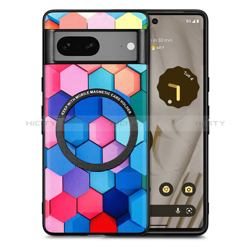 Custodia Silicone Morbida In Pelle Cover con Magnetico S01D per Google Pixel 7 5G Colorato