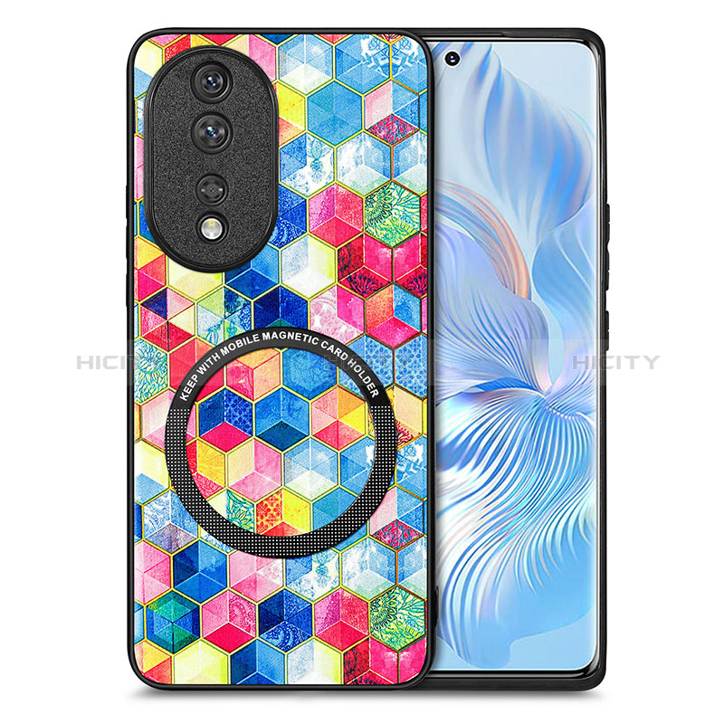 Custodia Silicone Morbida In Pelle Cover con Magnetico S01D per Huawei Honor 80 5G