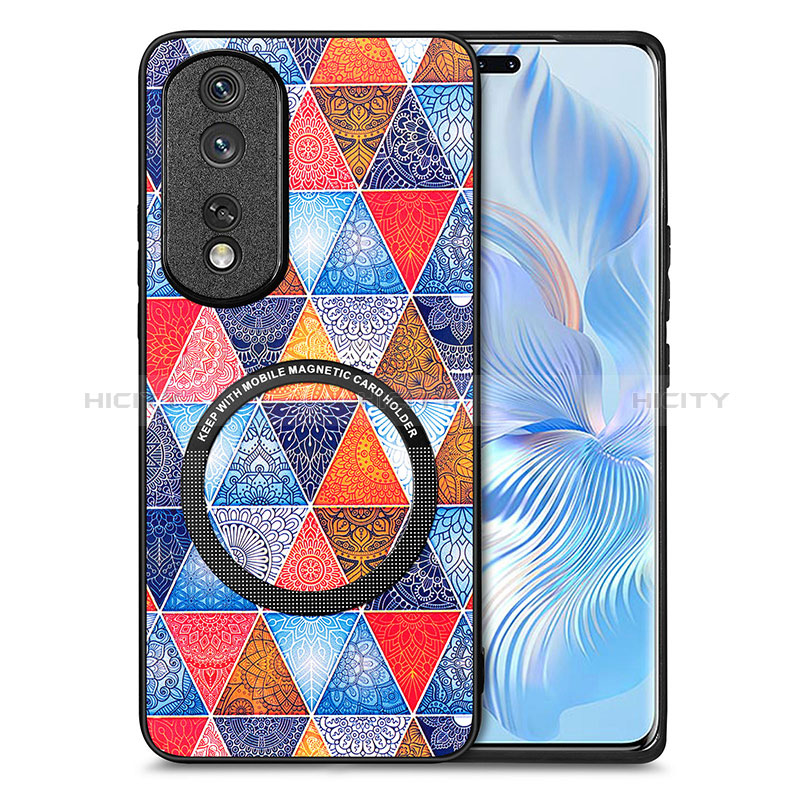 Custodia Silicone Morbida In Pelle Cover con Magnetico S01D per Huawei Honor 80 Pro 5G