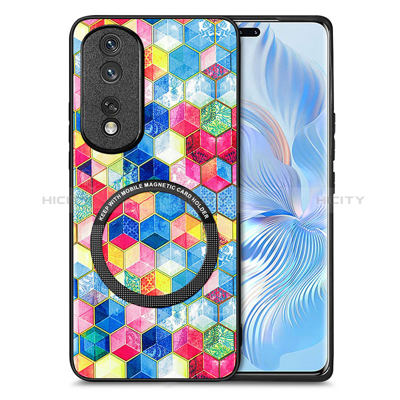 Custodia Silicone Morbida In Pelle Cover con Magnetico S01D per Huawei Honor 80 Pro 5G