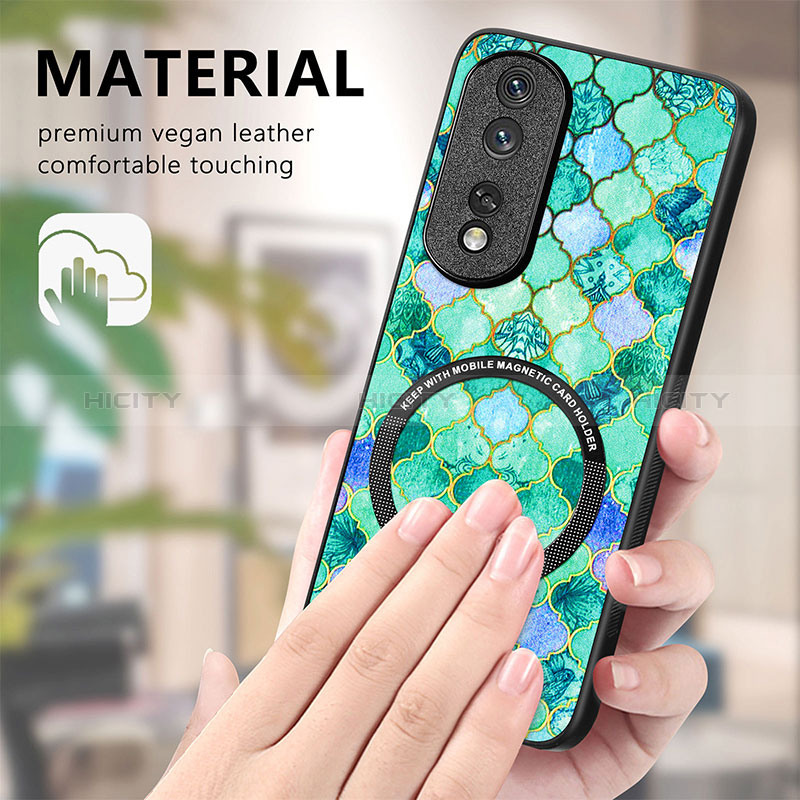 Custodia Silicone Morbida In Pelle Cover con Magnetico S01D per Huawei Honor 80 Pro 5G