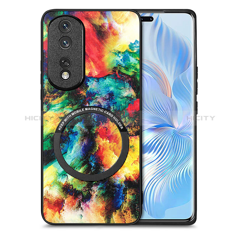 Custodia Silicone Morbida In Pelle Cover con Magnetico S01D per Huawei Honor 80 Pro 5G Multicolore