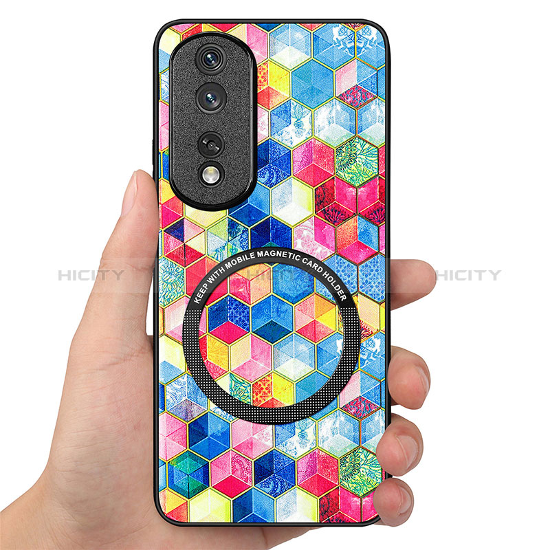 Custodia Silicone Morbida In Pelle Cover con Magnetico S01D per Huawei Honor 80 Pro Flat 5G