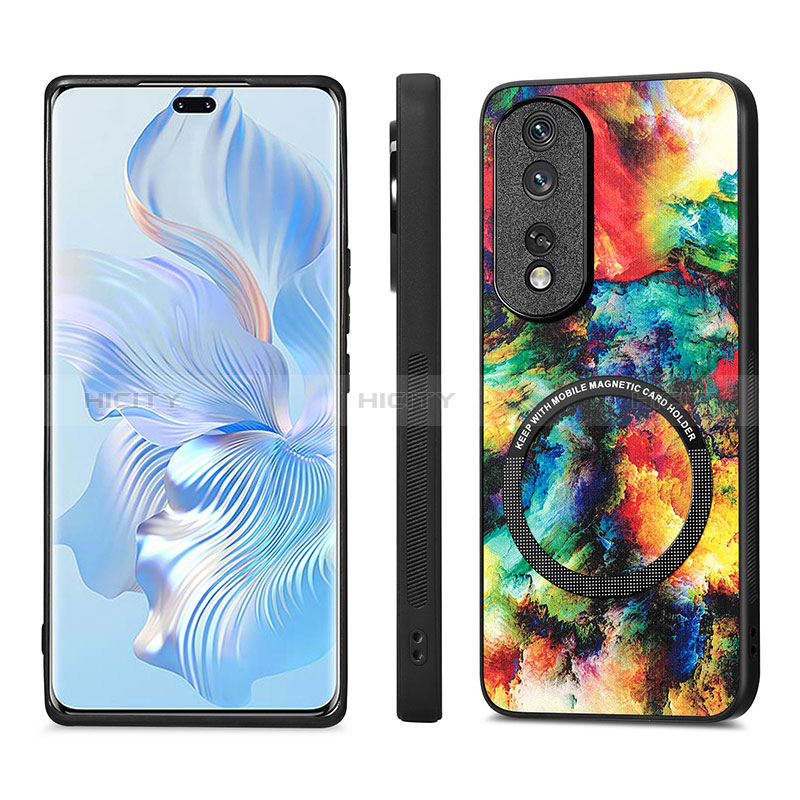 Custodia Silicone Morbida In Pelle Cover con Magnetico S01D per Huawei Honor 80 Pro Flat 5G