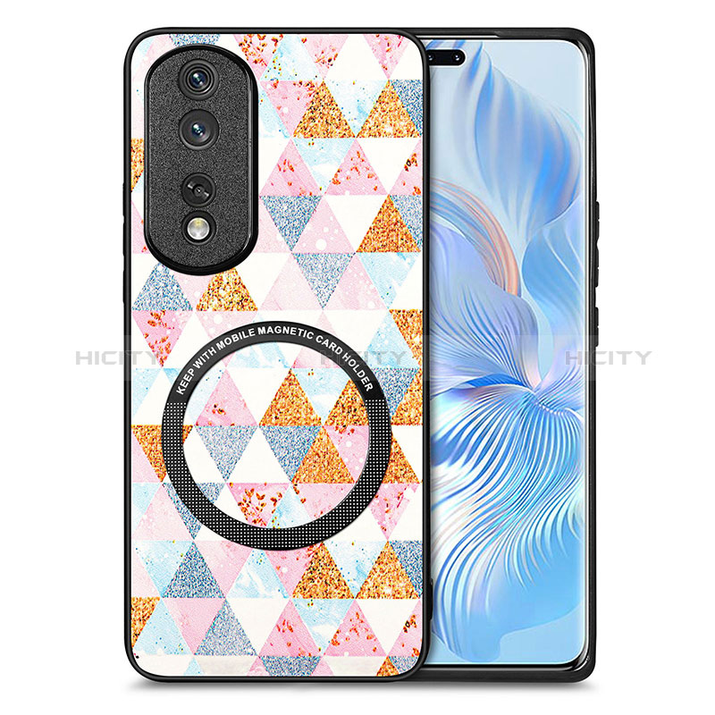 Custodia Silicone Morbida In Pelle Cover con Magnetico S01D per Huawei Honor 80 Pro Flat 5G