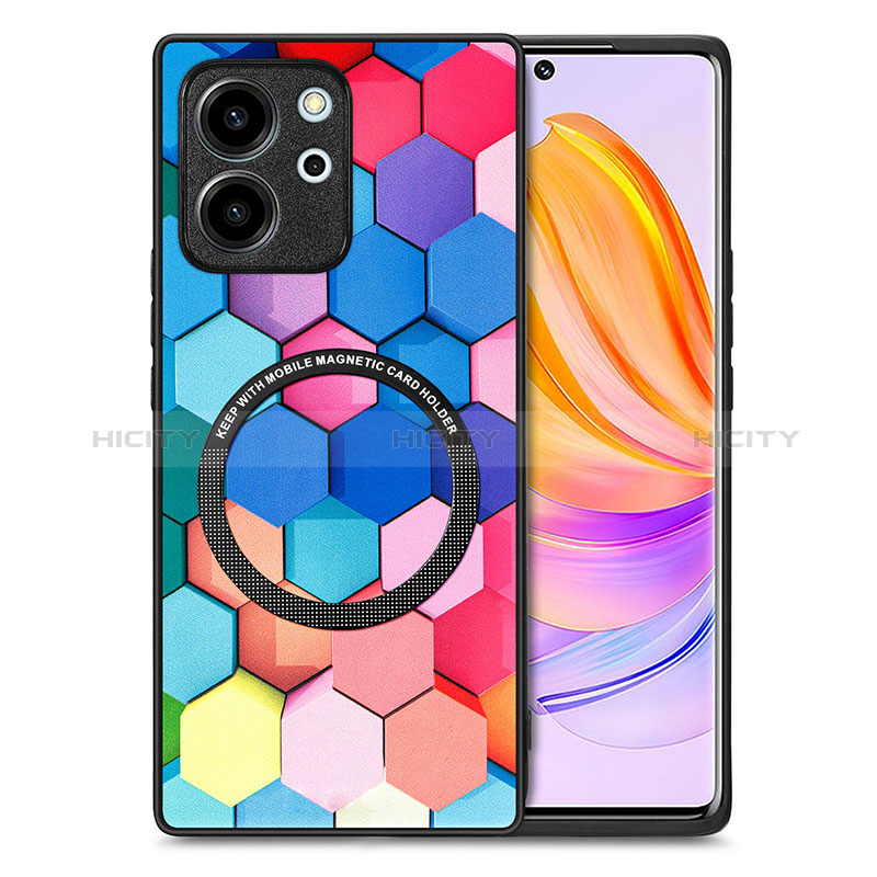 Custodia Silicone Morbida In Pelle Cover con Magnetico S01D per Huawei Honor 80 SE 5G