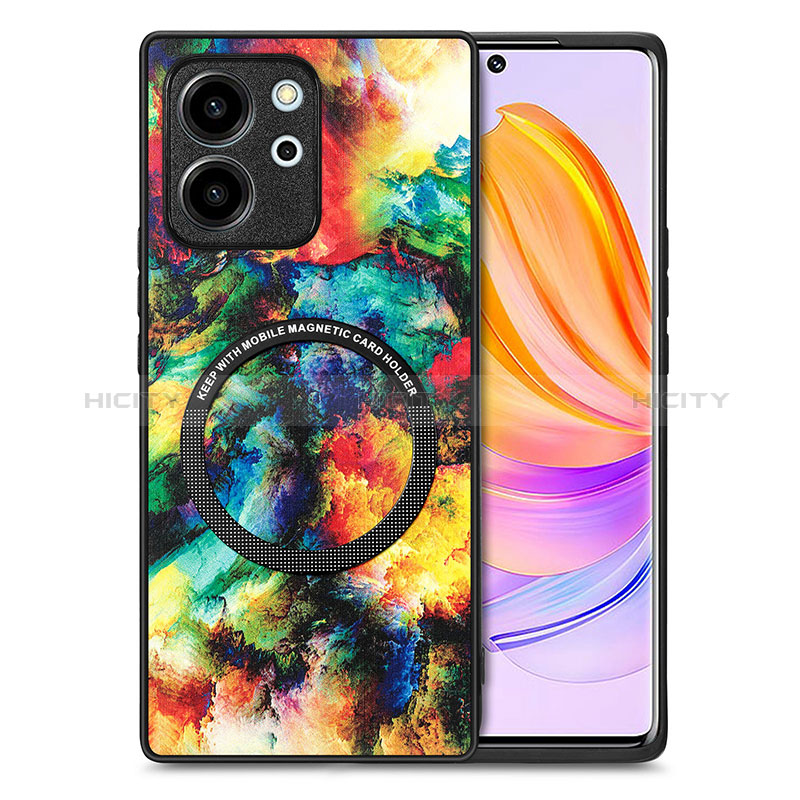 Custodia Silicone Morbida In Pelle Cover con Magnetico S01D per Huawei Honor 80 SE 5G Multicolore