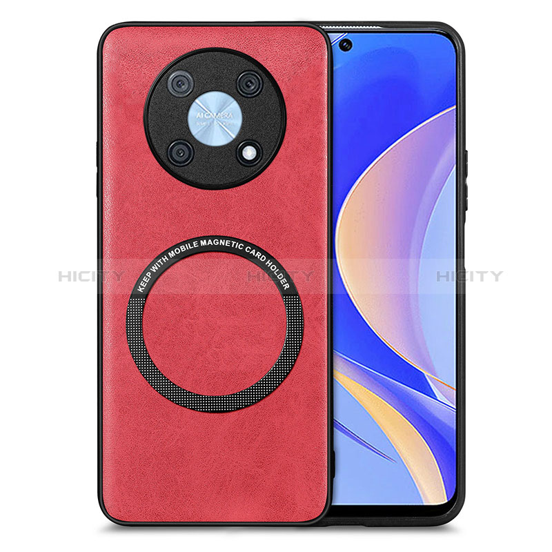 Custodia Silicone Morbida In Pelle Cover con Magnetico S02D per Huawei Enjoy 50 Pro Rosso