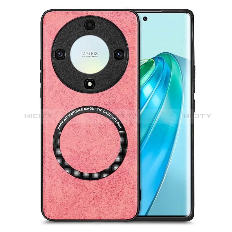 Custodia Silicone Morbida In Pelle Cover con Magnetico S02D per Huawei Honor X9a 5G Rosa