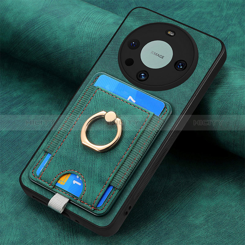 Custodia Silicone Morbida In Pelle Cover con Magnetico S02D per Huawei Mate 60 Pro+ Plus Verde