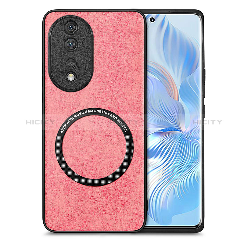 Custodia Silicone Morbida In Pelle Cover con Magnetico S03D per Huawei Honor 80 5G Rosa