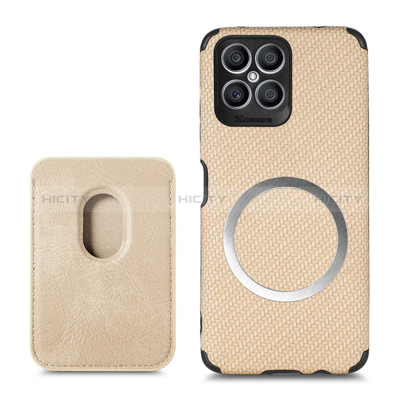 Custodia Silicone Morbida In Pelle Cover con Magnetico S03D per Huawei Honor X8 4G Oro