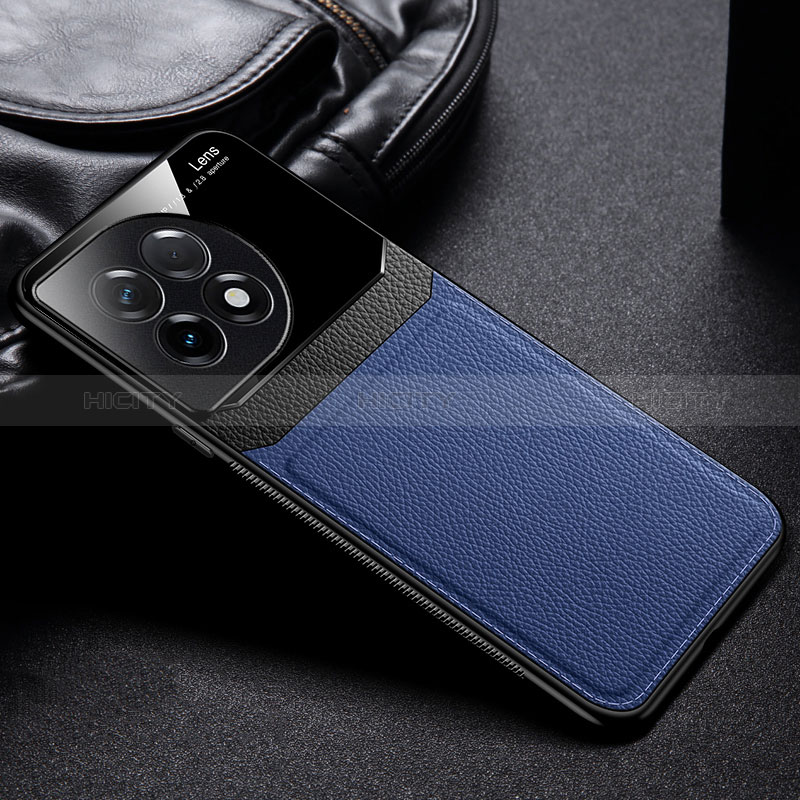 Custodia Silicone Morbida In Pelle Cover FL1 per OnePlus 11R 5G Blu