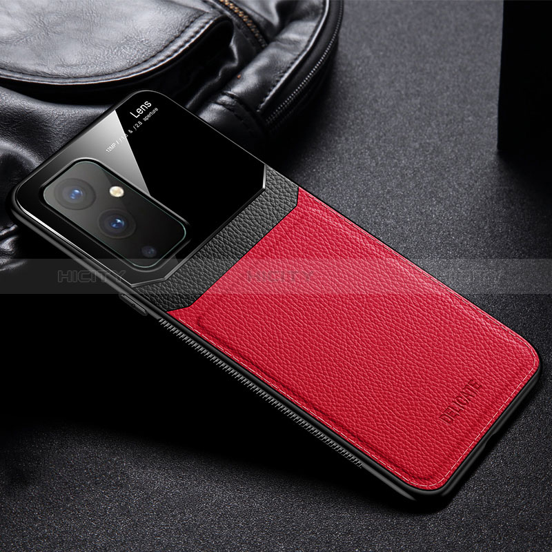 Custodia Silicone Morbida In Pelle Cover FL1 per OnePlus 9 5G Rosso