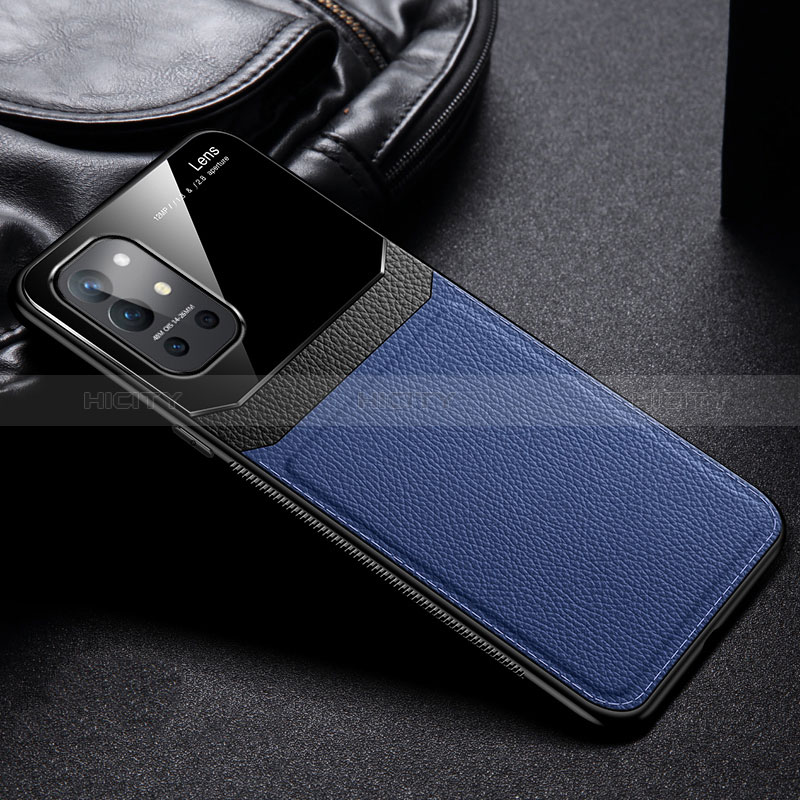 Custodia Silicone Morbida In Pelle Cover FL1 per OnePlus 9R 5G Blu