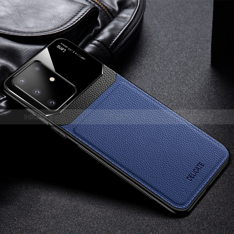 Custodia Silicone Morbida In Pelle Cover FL1 per Samsung Galaxy A91 Blu