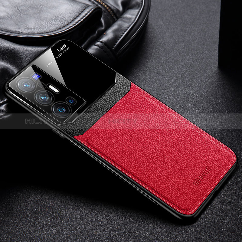 Custodia Silicone Morbida In Pelle Cover FL1 per Vivo X70 Pro+ Plus 5G Rosso