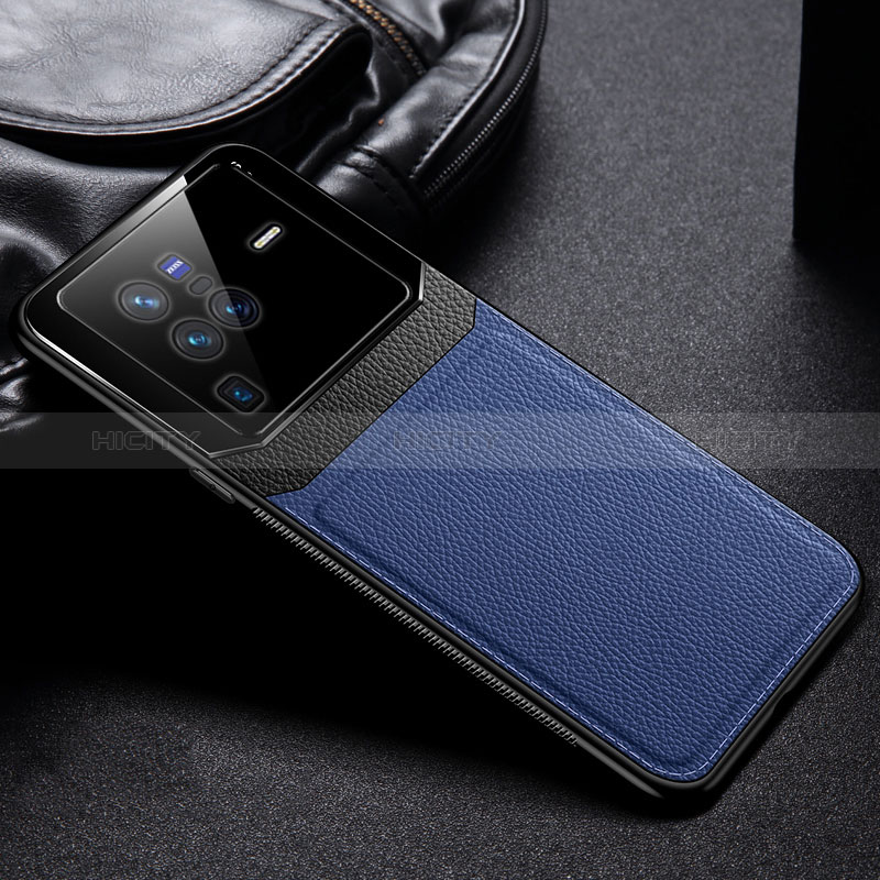 Custodia Silicone Morbida In Pelle Cover FL1 per Vivo X80 Pro 5G Blu