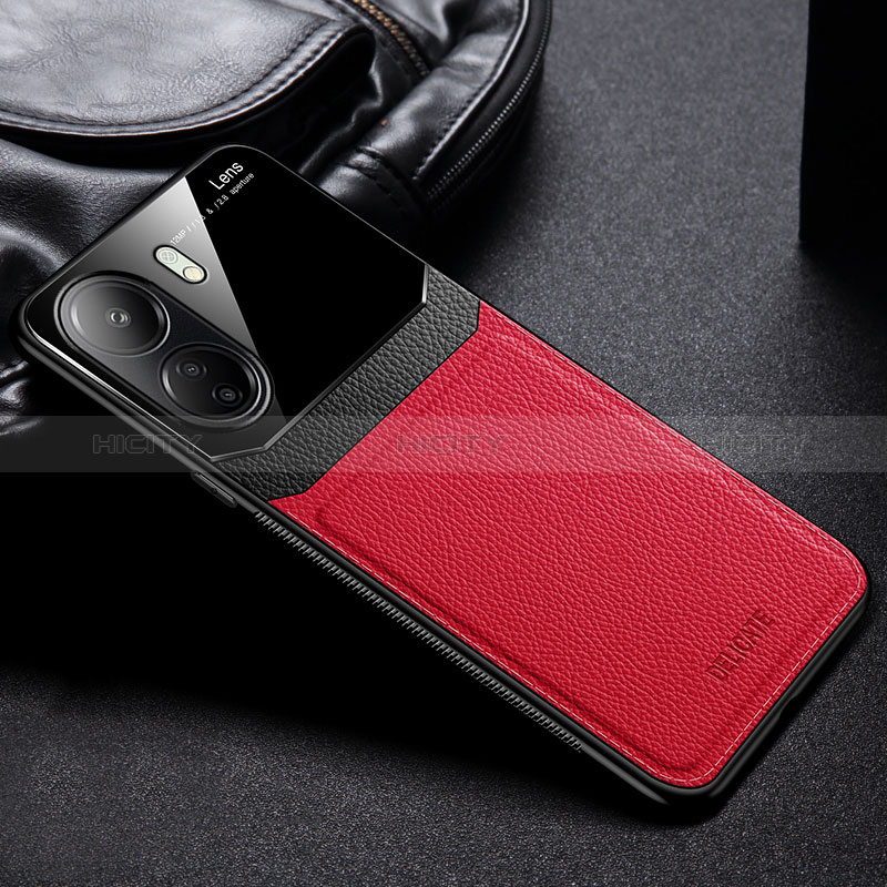 Custodia Silicone Morbida In Pelle Cover FL1 per Xiaomi Poco C65 Rosso