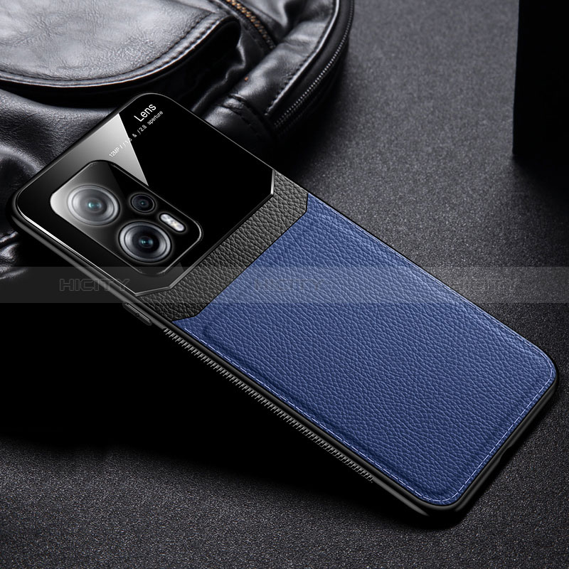 Custodia Silicone Morbida In Pelle Cover FL1 per Xiaomi Redmi Note 12T Pro 5G Blu