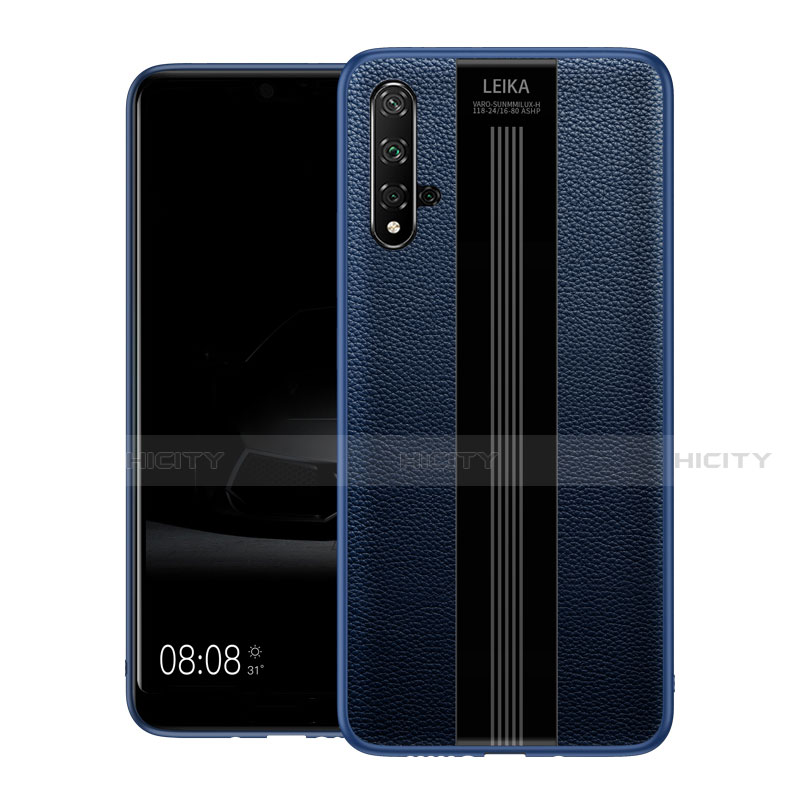 Custodia Silicone Morbida In Pelle Cover H01 per Huawei Honor 20S Blu