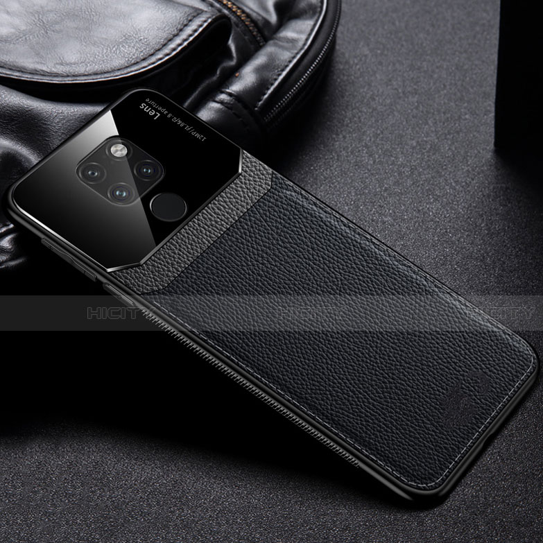 Custodia Silicone Morbida In Pelle Cover H01 per Huawei Mate 20 Nero