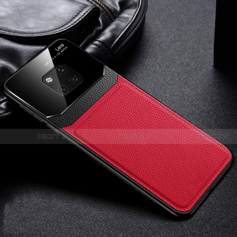 Custodia Silicone Morbida In Pelle Cover H01 per Huawei Mate 20 Pro Rosso