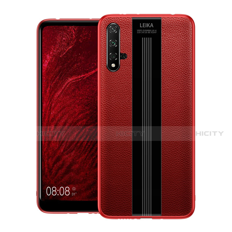 Custodia Silicone Morbida In Pelle Cover H01 per Huawei Nova 5T Rosso