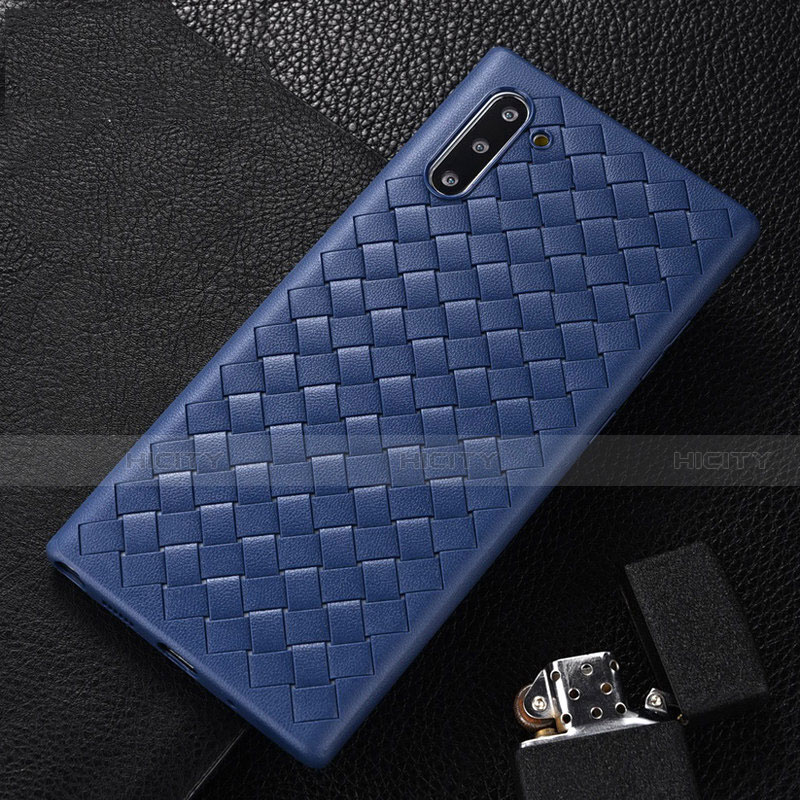 Custodia Silicone Morbida In Pelle Cover H01 per Samsung Galaxy Note 10 5G Blu